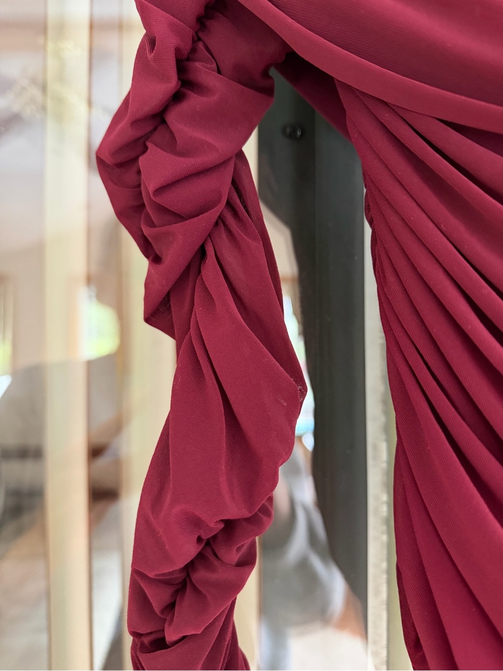 Ronny Kobo Collection Burgundy Ruched Long-Sleeve Zarina Bodysuit - Picture 6 of 8